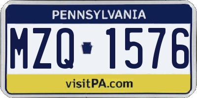 PA license plate MZQ1576