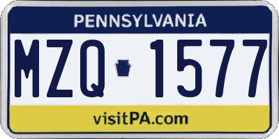 PA license plate MZQ1577