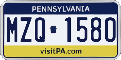 PA license plate MZQ1580