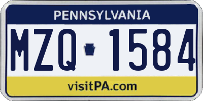 PA license plate MZQ1584