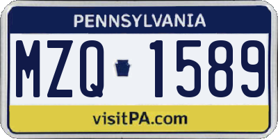 PA license plate MZQ1589