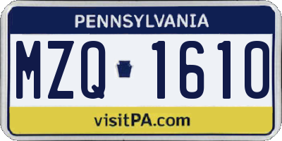 PA license plate MZQ1610