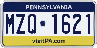PA license plate MZQ1621