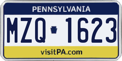 PA license plate MZQ1623