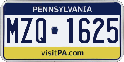 PA license plate MZQ1625