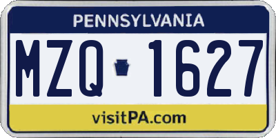 PA license plate MZQ1627