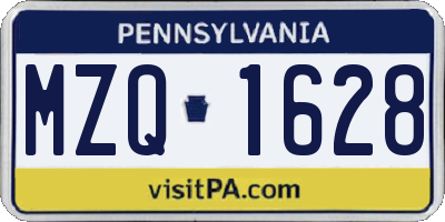 PA license plate MZQ1628