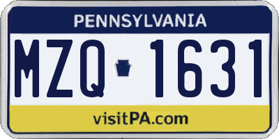 PA license plate MZQ1631