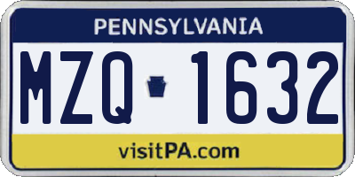 PA license plate MZQ1632