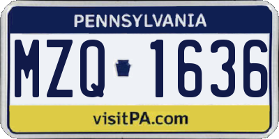 PA license plate MZQ1636