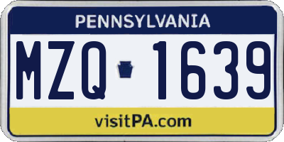 PA license plate MZQ1639