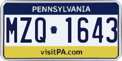 PA license plate MZQ1643