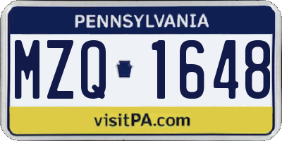 PA license plate MZQ1648