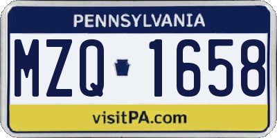 PA license plate MZQ1658
