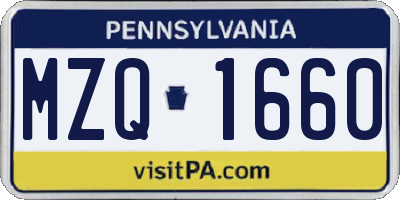 PA license plate MZQ1660