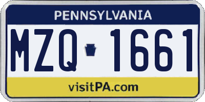 PA license plate MZQ1661