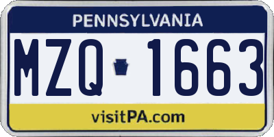PA license plate MZQ1663