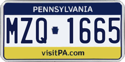PA license plate MZQ1665