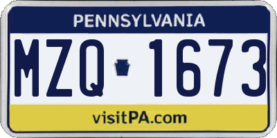 PA license plate MZQ1673