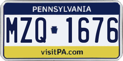 PA license plate MZQ1676