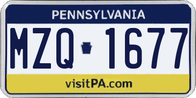 PA license plate MZQ1677