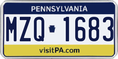 PA license plate MZQ1683