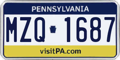 PA license plate MZQ1687