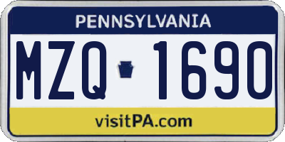 PA license plate MZQ1690