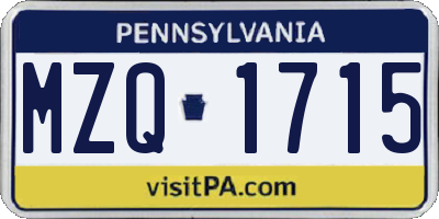 PA license plate MZQ1715