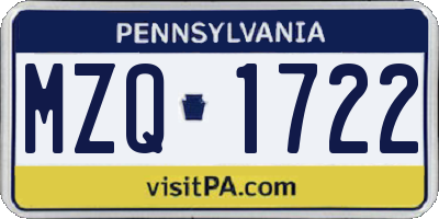 PA license plate MZQ1722