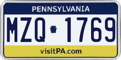 PA license plate MZQ1769
