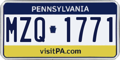 PA license plate MZQ1771