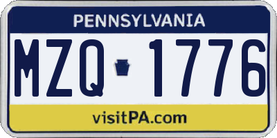 PA license plate MZQ1776