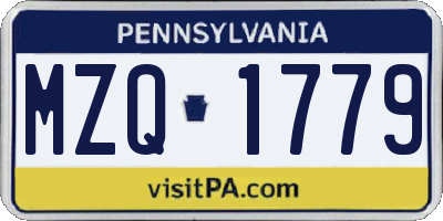 PA license plate MZQ1779