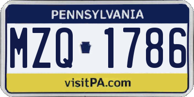 PA license plate MZQ1786