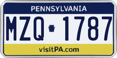 PA license plate MZQ1787