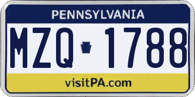 PA license plate MZQ1788