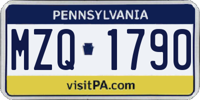 PA license plate MZQ1790