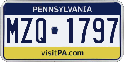 PA license plate MZQ1797