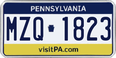 PA license plate MZQ1823