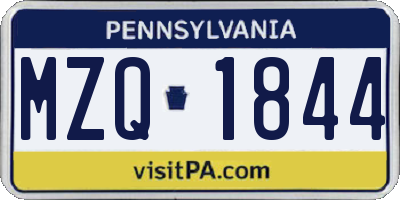 PA license plate MZQ1844