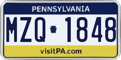 PA license plate MZQ1848