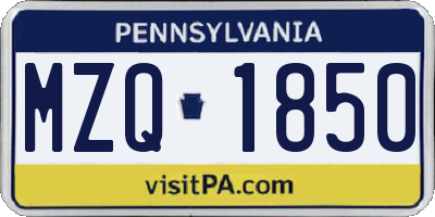 PA license plate MZQ1850