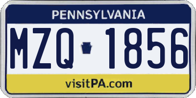PA license plate MZQ1856