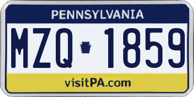 PA license plate MZQ1859