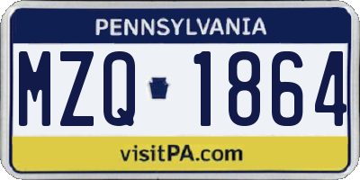 PA license plate MZQ1864