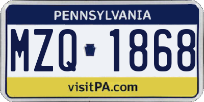 PA license plate MZQ1868