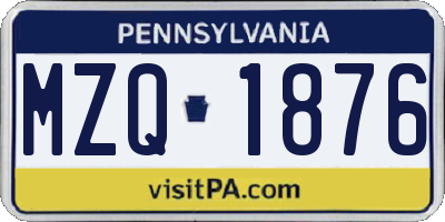 PA license plate MZQ1876