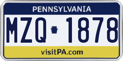 PA license plate MZQ1878