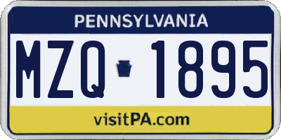 PA license plate MZQ1895